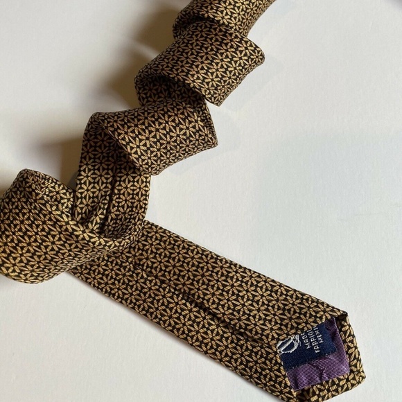 Nautica Men Tie Gold/Purple 100% Silk Made In Mexico - Picture 10 of 12